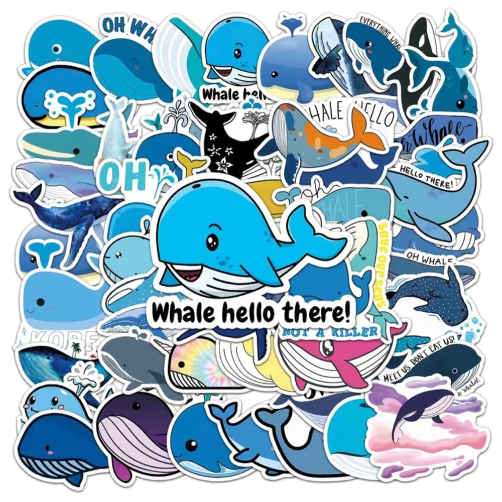 NWT 50 Piece Cartoon Whale Stickers